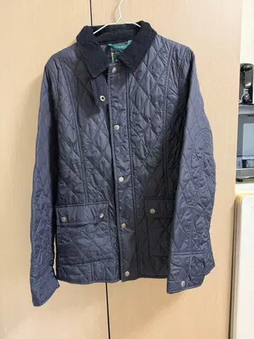 네이비 퀼팅 자켓 플란넬 옷깃