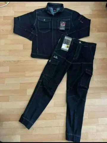 새상품 셋업 상하의 세트 데님 자켓 작업옷 작업바지 LL