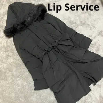 립 서비스 허리 라인 다운 롱 퍼 탈부착 블랙 M 블랙