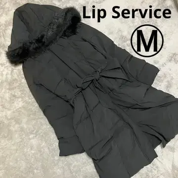 립 서비스 허리 라인 다운 롱 퍼 탈부착 블랙 M 블랙