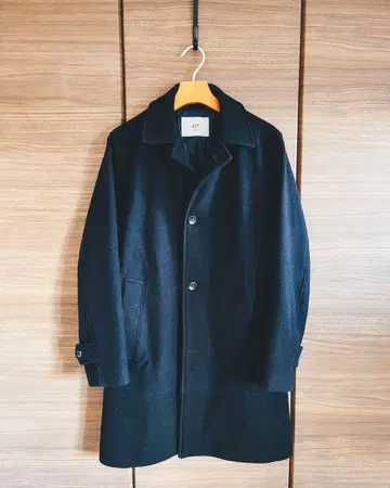 [ 417 EDIFICE ] 멜톤 바이컬러 스텐 코트 네이비