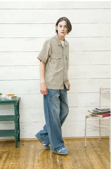 BONBONSTORE BUTTBILL 더블 포켓 체크 셔츠