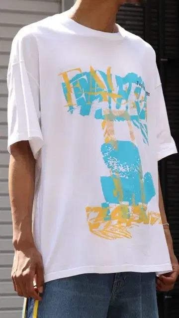 [파세타즘] 그레이 블루 오버사이즈 T셔츠 00사이즈