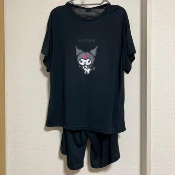 쿠로미 룸웨어 반팔 상하의 세트 M 블랙 산리오