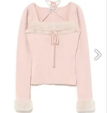 BUBBLES 버블스 퍼 리본 니트탑