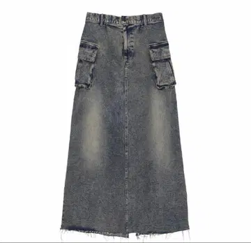 푸뉴즈 디자인 데님 카고 롱 스커트