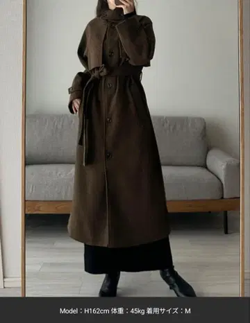 [ Louere ] 2way 스텐 칼라 롱 코트 브라운 S