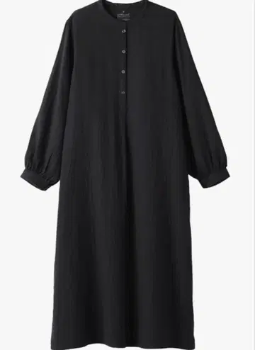 무인양품 카폭 혼방 이중 거즈 긴팔 원피스 블랙 S