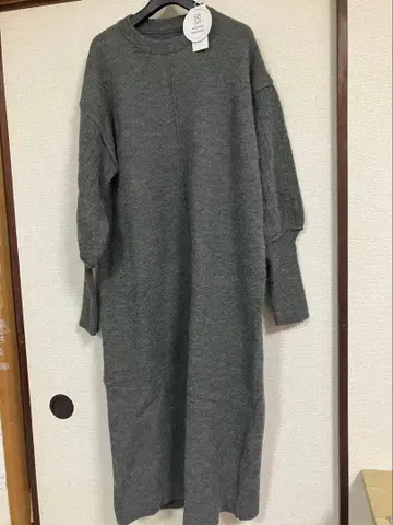 센터 심 엄지손가락 구멍 니트 원피스