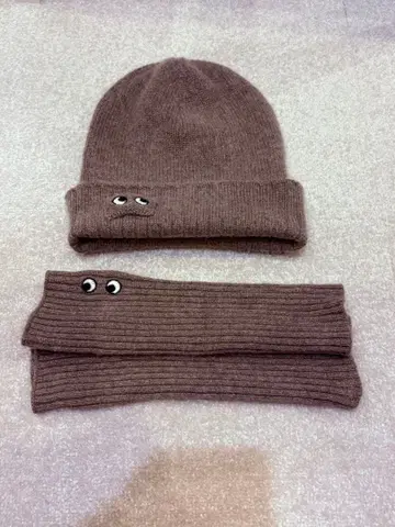 팥 님 캐시미어 니트 모자 & 핸드 워머 2종 세트 UNIQLO