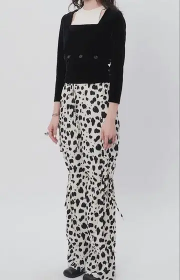 musubore 릴랙스 리본 본디지 팬츠 화이트 x 블랙