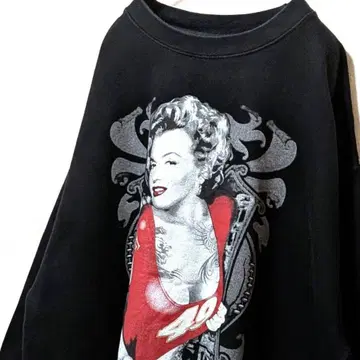 초레어 49ERS 마릴린 몬로 맨투맨 트레이닝복 블랙 블랙 구제 의류