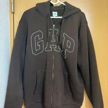 GAP 풀 집업 후드티 L 사이즈 브라운 속기모