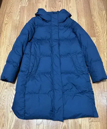 무인양품 네이비 후드 부착 다운 코트