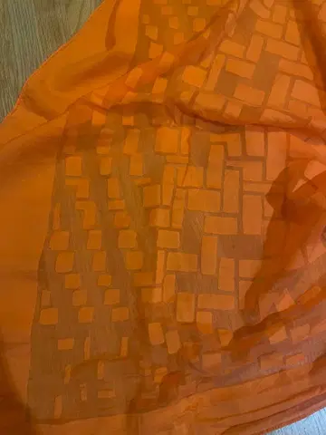 오렌지 기하학 패턴 직사각형 패턴 스톨 스카프