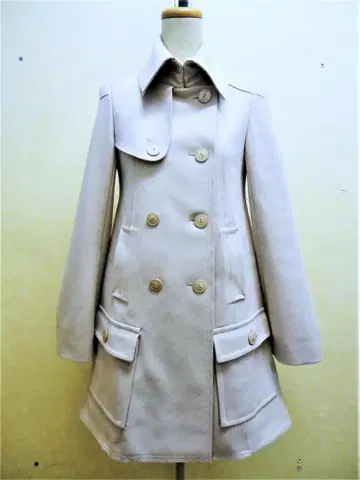 PATRIZIA PEPE 하이 칼라 라이트 베이지 A라인 코트 (38)