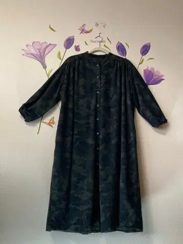 코튼 파일 니트 오버 사이즈 밴드 카라 원피스 handmade