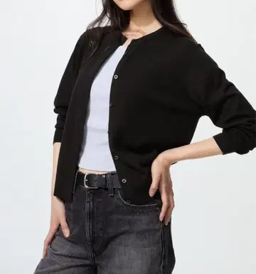 유니클로 메리노 크루넥 가디건