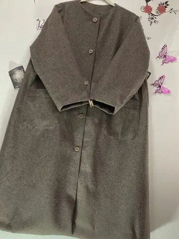 압축 울 코트 노카라 hand made