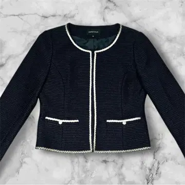 에스프리뮬 노카라 트위드 자켓 네이비 세레모니