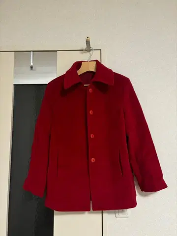 빨간색 울 느낌 캐주얼 코트