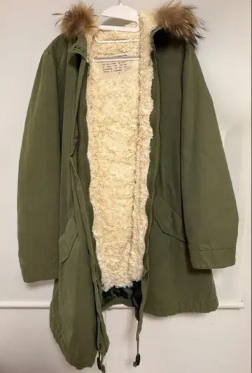 모즈 코트 카키 보아 안감 속기모 입고 벗기 가능 퍼 포함 그린