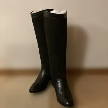 블랙 롱 부츠 하이힐 스웨이드