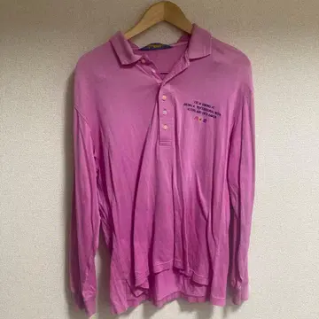 핑크 긴팔 피케 셔츠 JS 로고