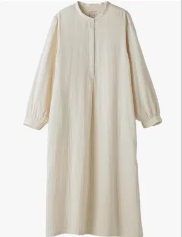 무인양품 카포크 혼방 이중 거즈 긴팔 원피스 시라하타 S