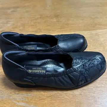 MARRON 천연 가죽 웨지솔 발레 슈즈 4E 미사용 새상품