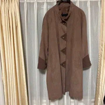 브라운 롱 코트 스탠드 카라