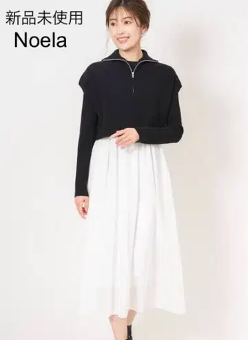 미사용 Noela 하프 지퍼 레이어드 도킹 원피스