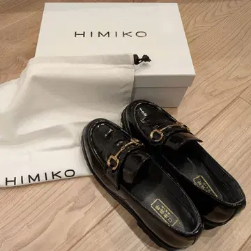 HIMIKO 블랙 로퍼 골드 체인 24cm 에나멜