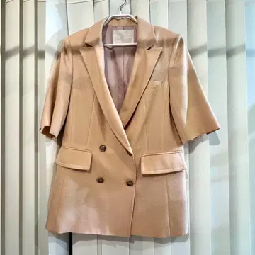 그레이스 클래스 5부 기장 린넨 자켓 살몬 핑크