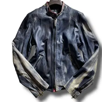 [ 레어/구하기 어려움 ] 아르마니진 싱글 라이더 가죽 데미지 가공