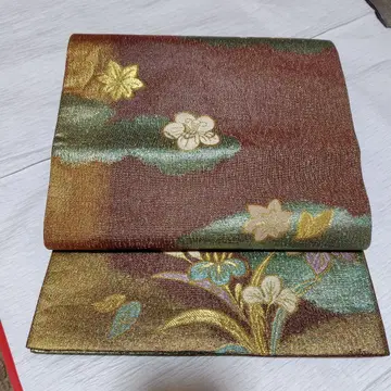 순수 실크 츠지가하나 금실 사용 육통 후쿠로 오비 새상품급