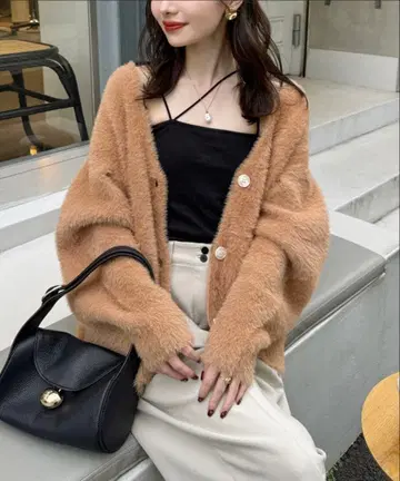 샤기 니트 가디건