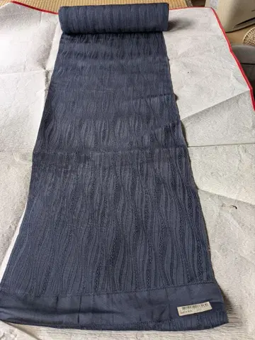 다크 블루 파도 무늬 실크 기모노