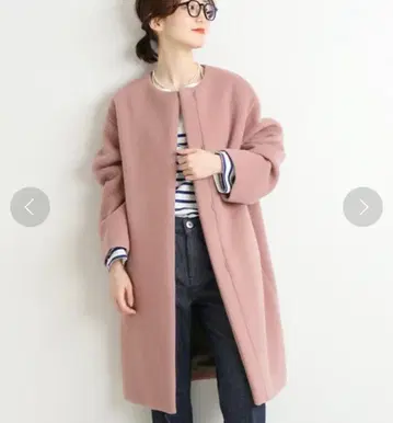 램스울 노카라 코트 34 핑크