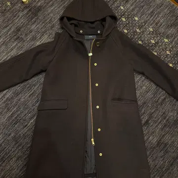 SHIPS 후드 부착 롱 코트 블랙