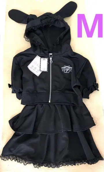 새상품 카에큥 토끼 귀 후드티 셋업 블랙 M 사이즈 토끼 귀 후드 미니