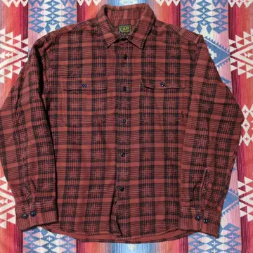 CALEE XL 오렌지 체크 플란넬 셔츠