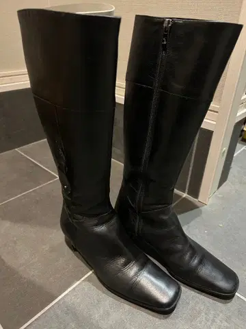 가죽 롱 부츠 블랙 ing
