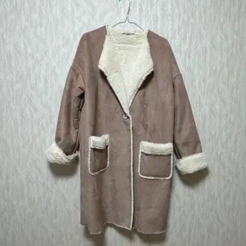 GRL 인조 모피 롱 코트 베이지