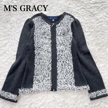 M'S GRACY 집업 리브 니트 가디건 40 그레이