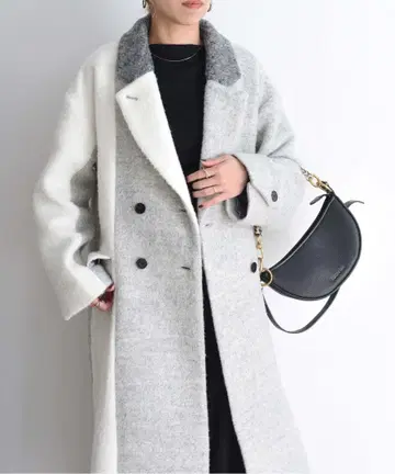 새상품 이번 시즌 에이미 로우 Eimee Law 믹스 샤기 배색 롱 코트