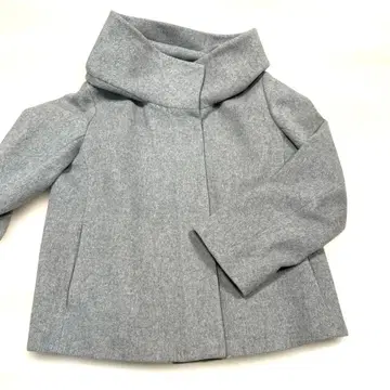 UNTITLED 빅 칼라 숏 울 코트 그레이