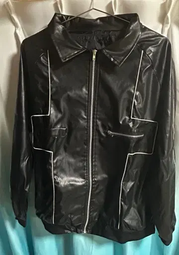 DEVICE 오버 사이즈 인조 가죽 블루종 아우터 자켓