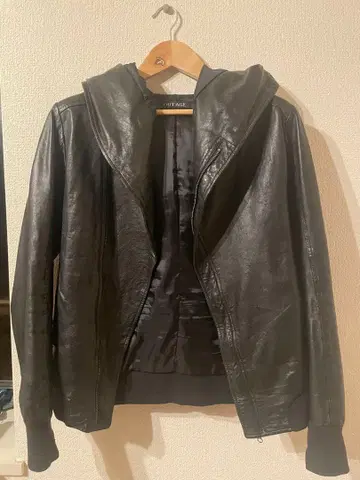 가죽 자켓 이탈리아제 양가죽 후드 부착 블랙