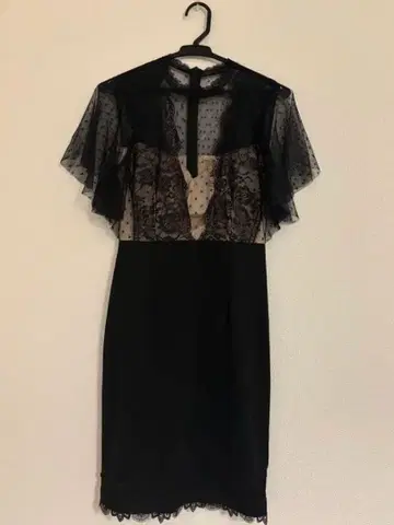 블랙 레이스 도트 디자인 드레스